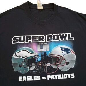2018 Super Bowl LII Eagle VS Patriots Size XL Mens Black 100% Cotton T-Shirt NFL
